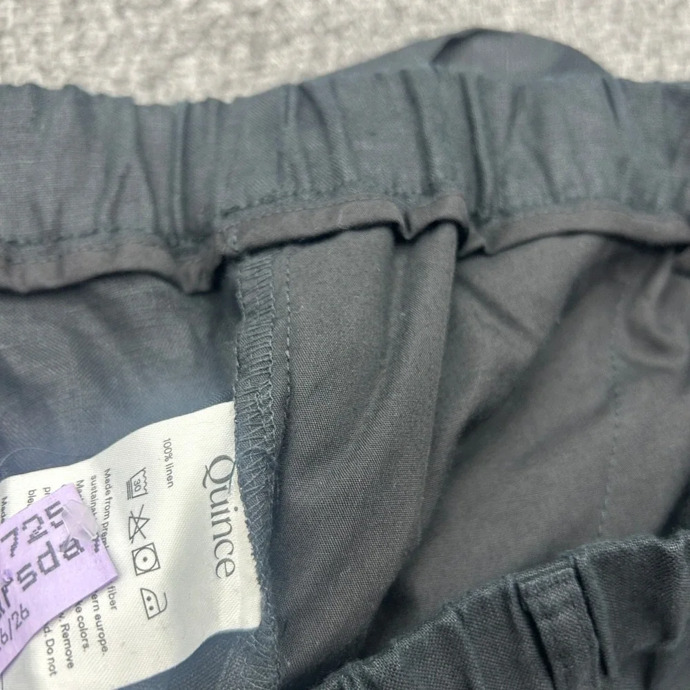 Quince European Linen Pants Womens XL Black Elastic Waist Pocket